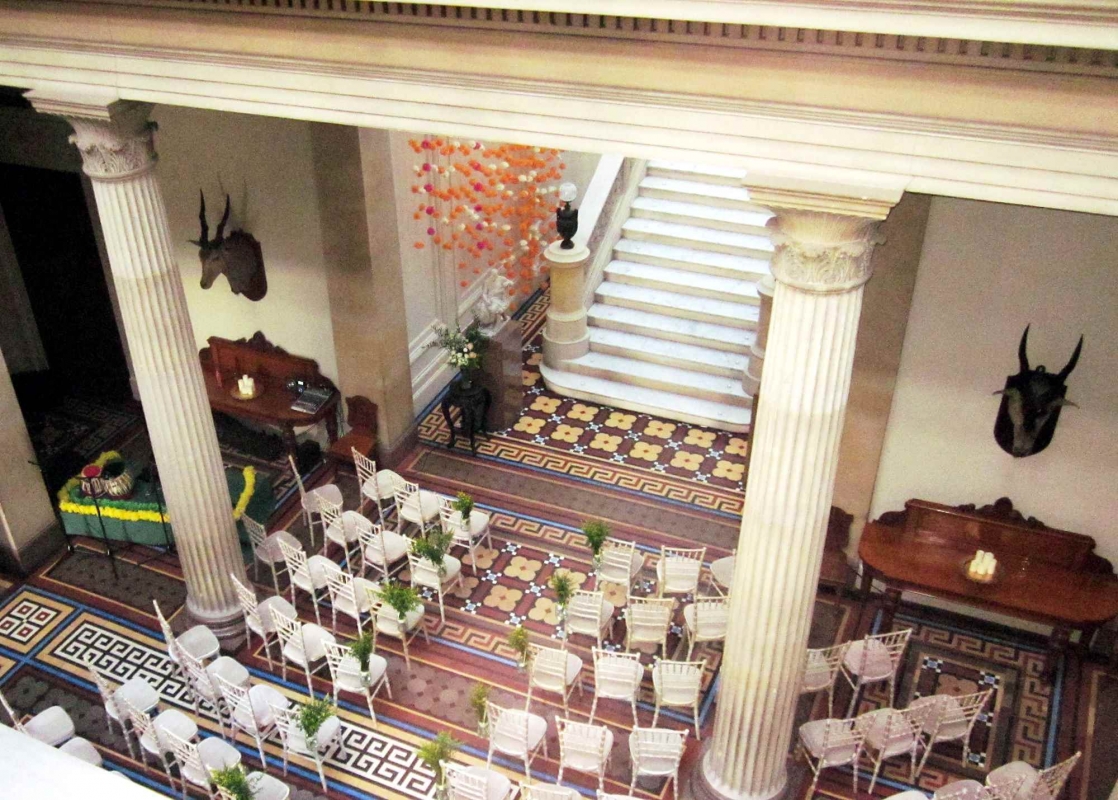 Atrium arranged for a ceremony