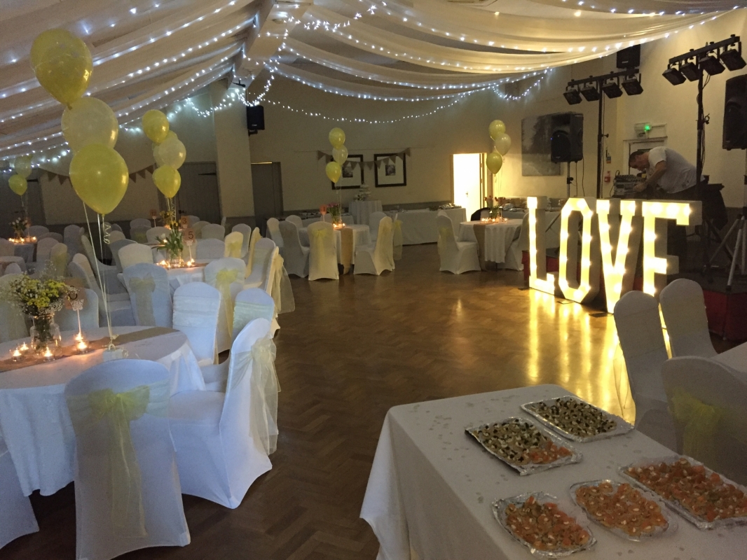 Wedding with lit ceiling