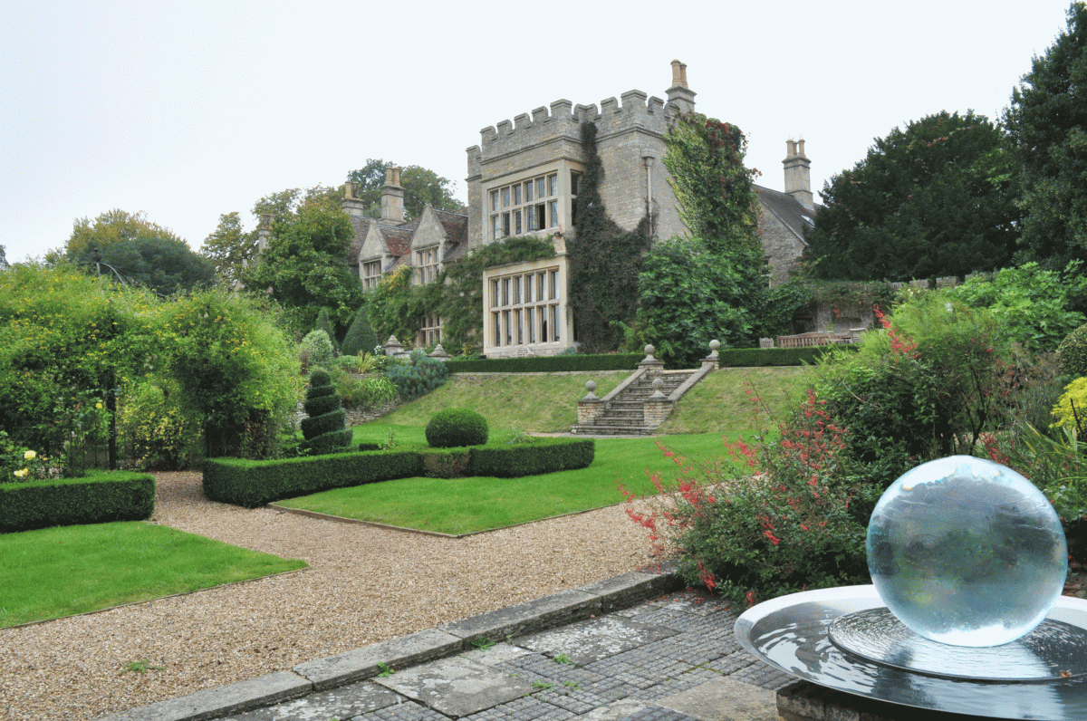from the water feature towards the house