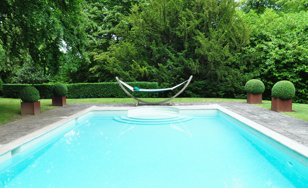 Heated outdoor swimming pool