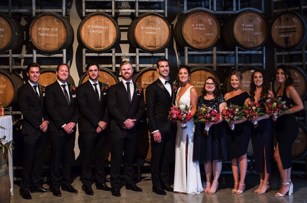 wedding amongst the barrels