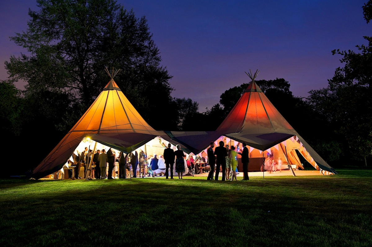 Tipi in the grounds by night