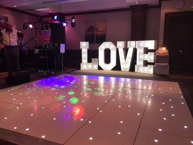Light up letters on the dancefloor