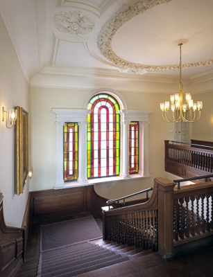 Stained Glass Window & Grand Staircase