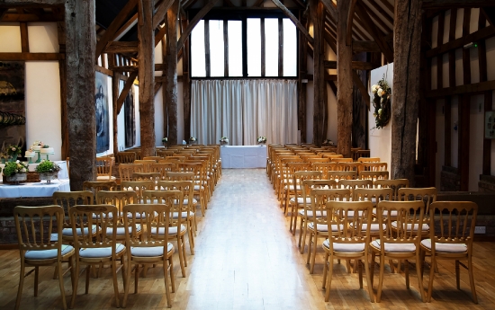 A wedding ceremony in the barn
