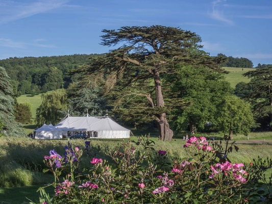 Marquee reception in West Dean Gardens. Image credit: Steve Tattersall