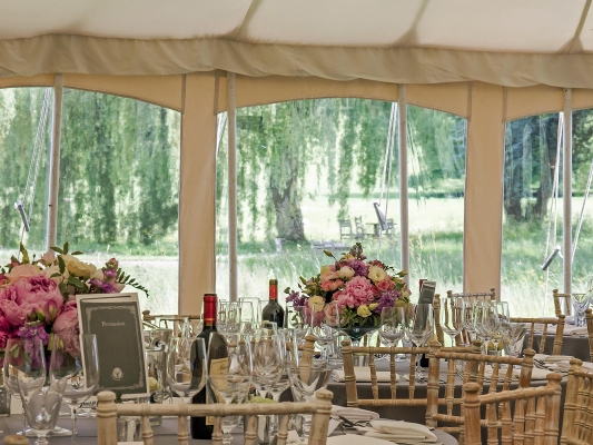 Marquee reception in West Dean Gardens. Image credit: Steve Tattersall