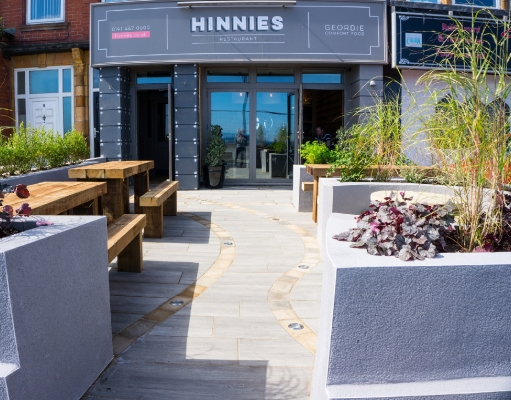 Outside terrace at Hinnies