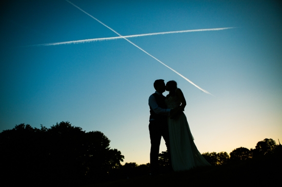 Sunset photo with bride and groom at Cheltenham wedding