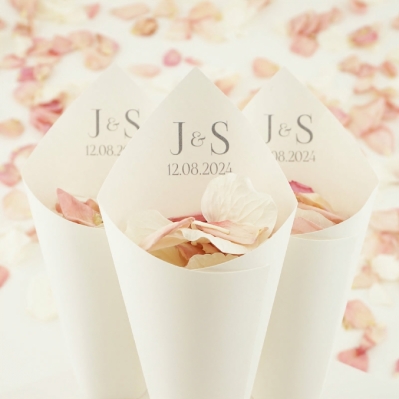 Confetti cones featuring the Initials design