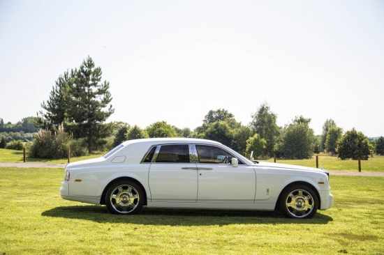 White Rolls Royce Phantom Wedding Car 