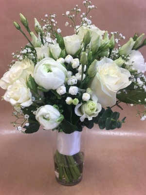 white bridal bouquet posy