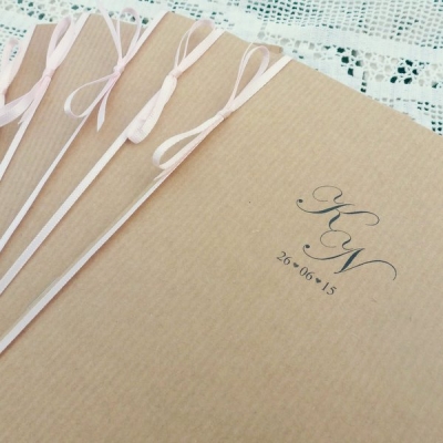rustic kraft and blush pink order of service