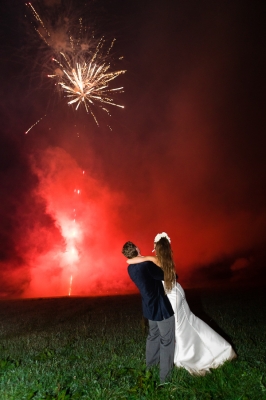 Bride and groom enjoy firework display at Gloucestershire wedding