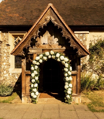 A church flower arch