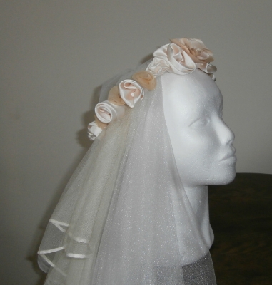 Rosette headdress with hand made veils