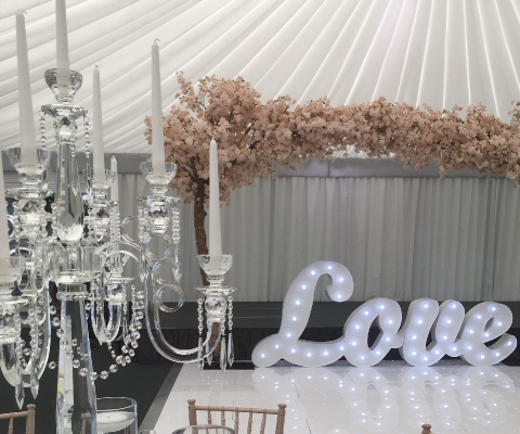 10.5ft Blossom Trees with 4ft Signature Light Up Love Letters