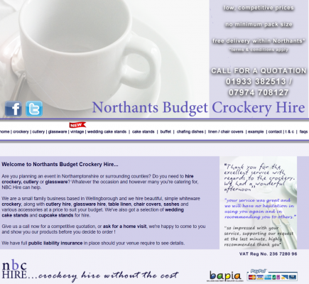 Northants Budget Crockery Hire