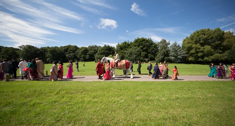 Indian wedding groom on horse