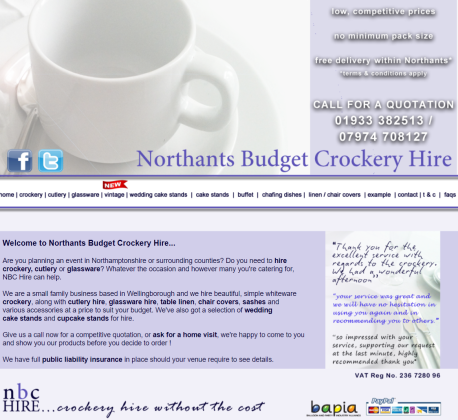 Northants Budget Crockery Hire